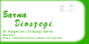 barna dioszegi business card